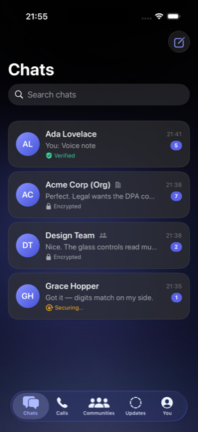 The Whist conversations screen